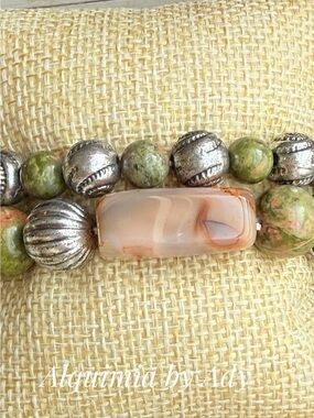 CHUNKY + Unakite beaded bracelet set + Grounding stone for Scorpio